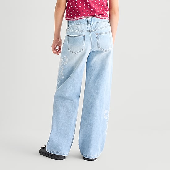 Vanilla Star Big Kid Girls Distressed Bow Wide Leg Jean