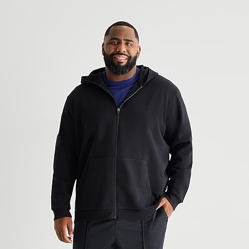 Xersion Mens Long Sleeve Zipper Active Big And Tall Hoodie In Black