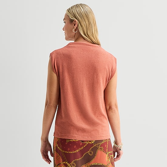 Liz Claiborne Womens Funnel Neck Short Sleeve Blouse