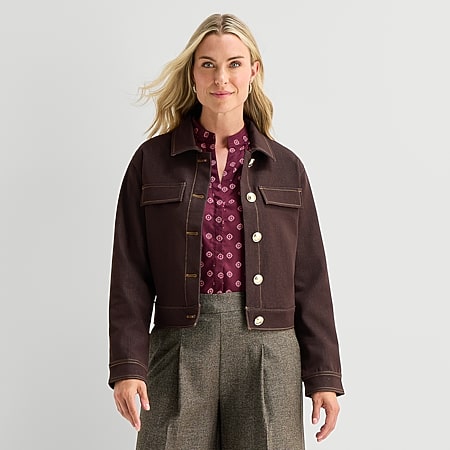 Arizona Shacket Womens Juniors Faux Fur Midweight Shirt Jacket
