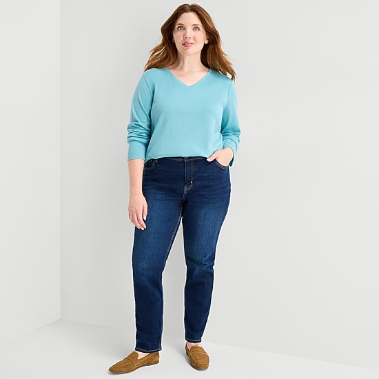 Liz Claiborne Womens Plus Crew Neck Long Sleeve T-Shirt