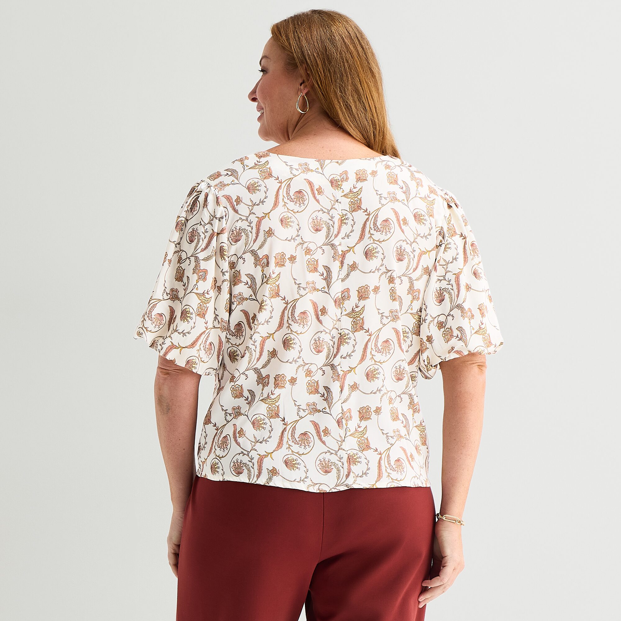 Liz Claiborne Womens Plus V Neck Short Sleeve Blouse
