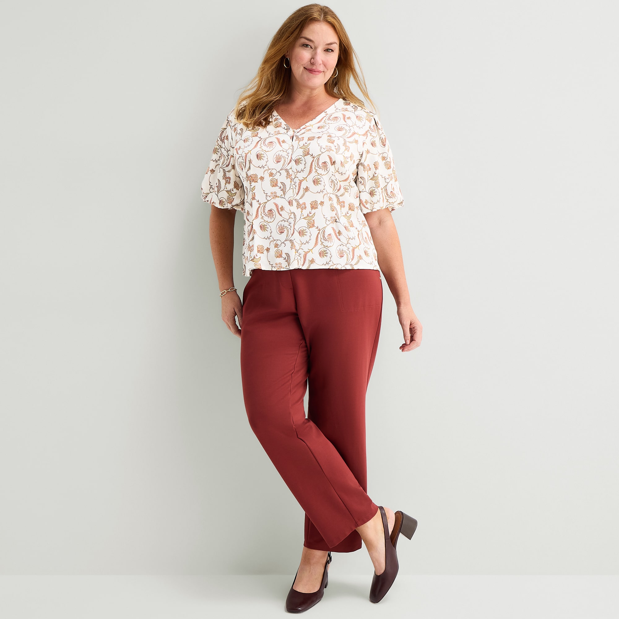 Liz Claiborne Womens Plus V Neck Short Sleeve Blouse