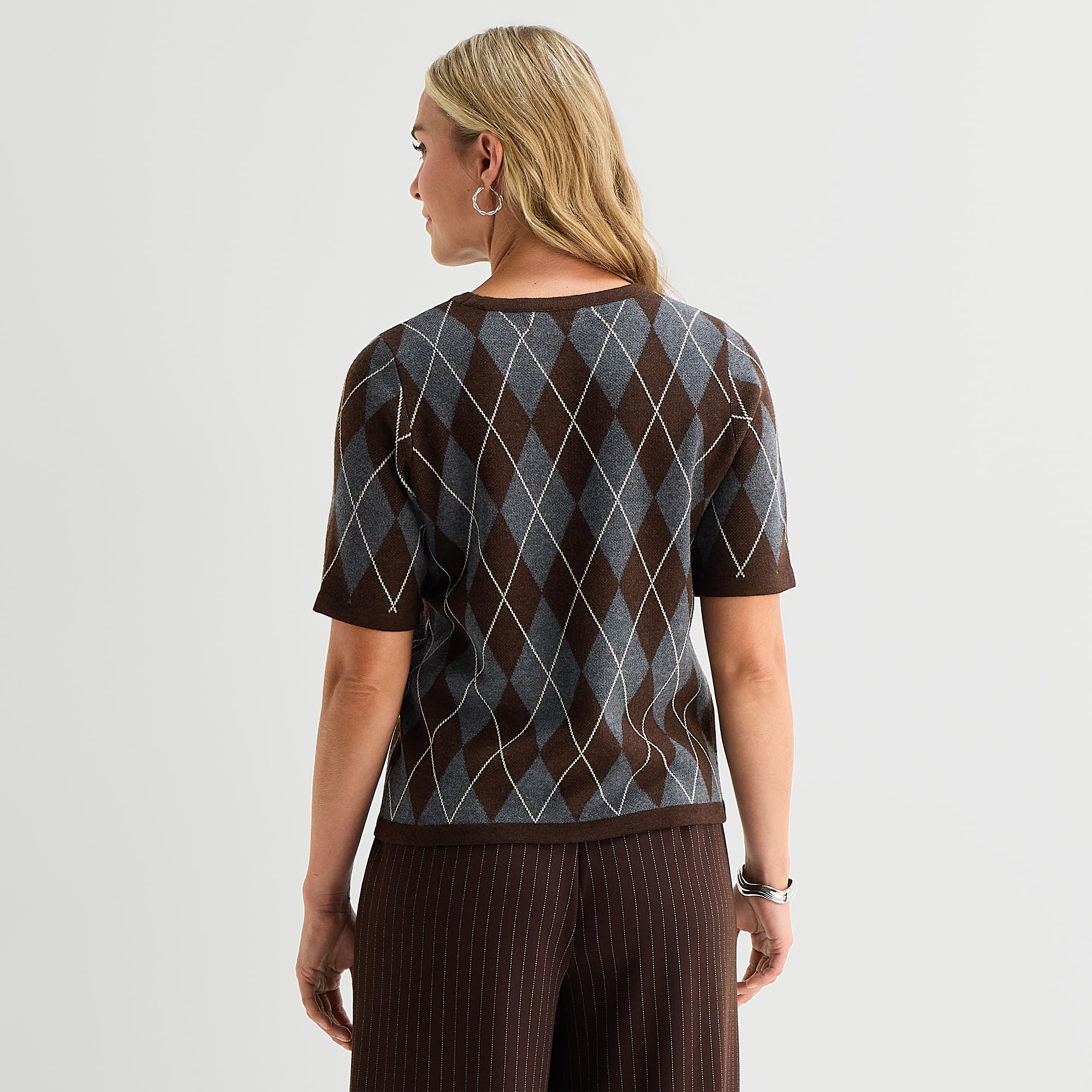 Liz Claiborne Womens Crew Neck Short Sleeve Pullover Sweater