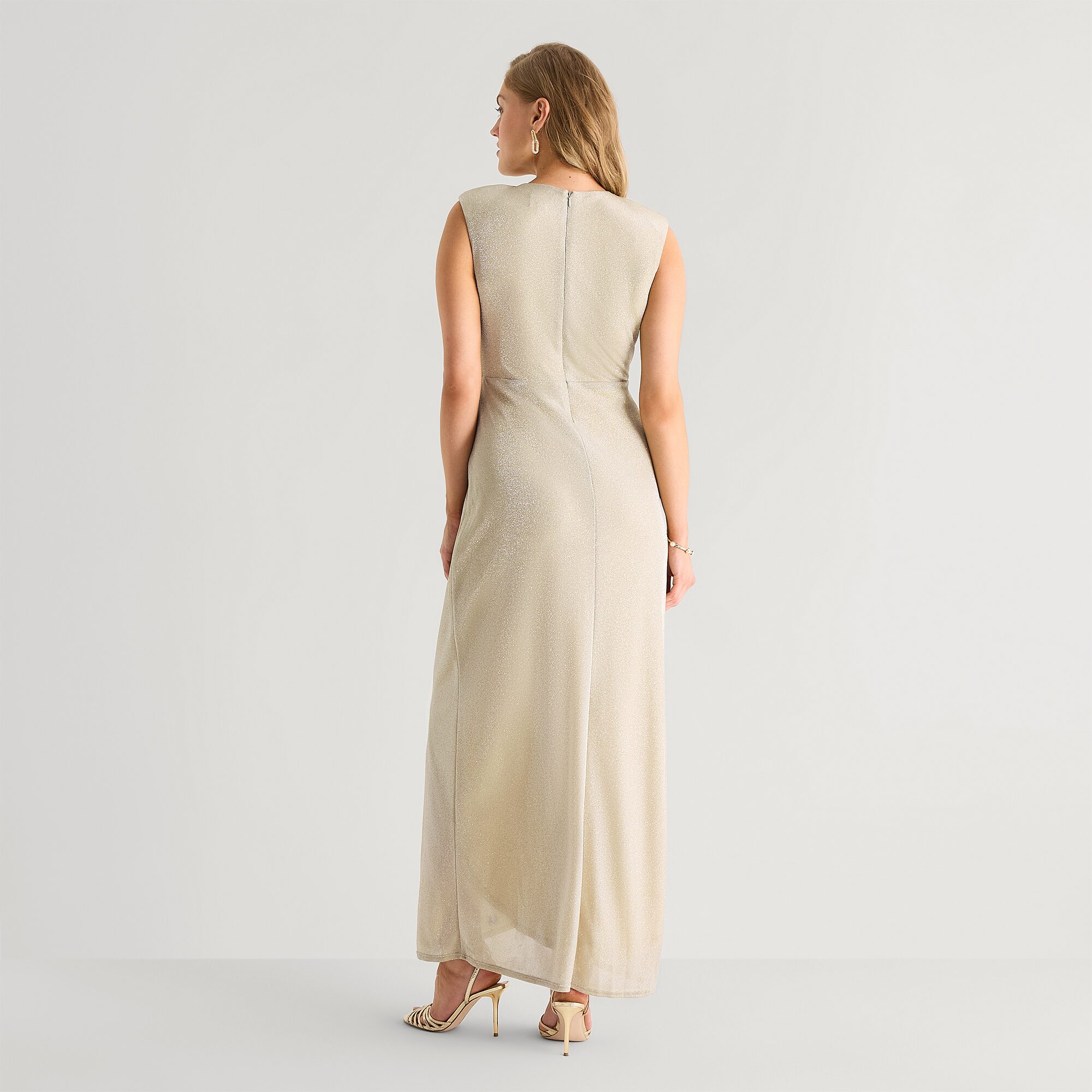 MSK Womens Midi Round Neck Sleeveless Cap Evening Gown