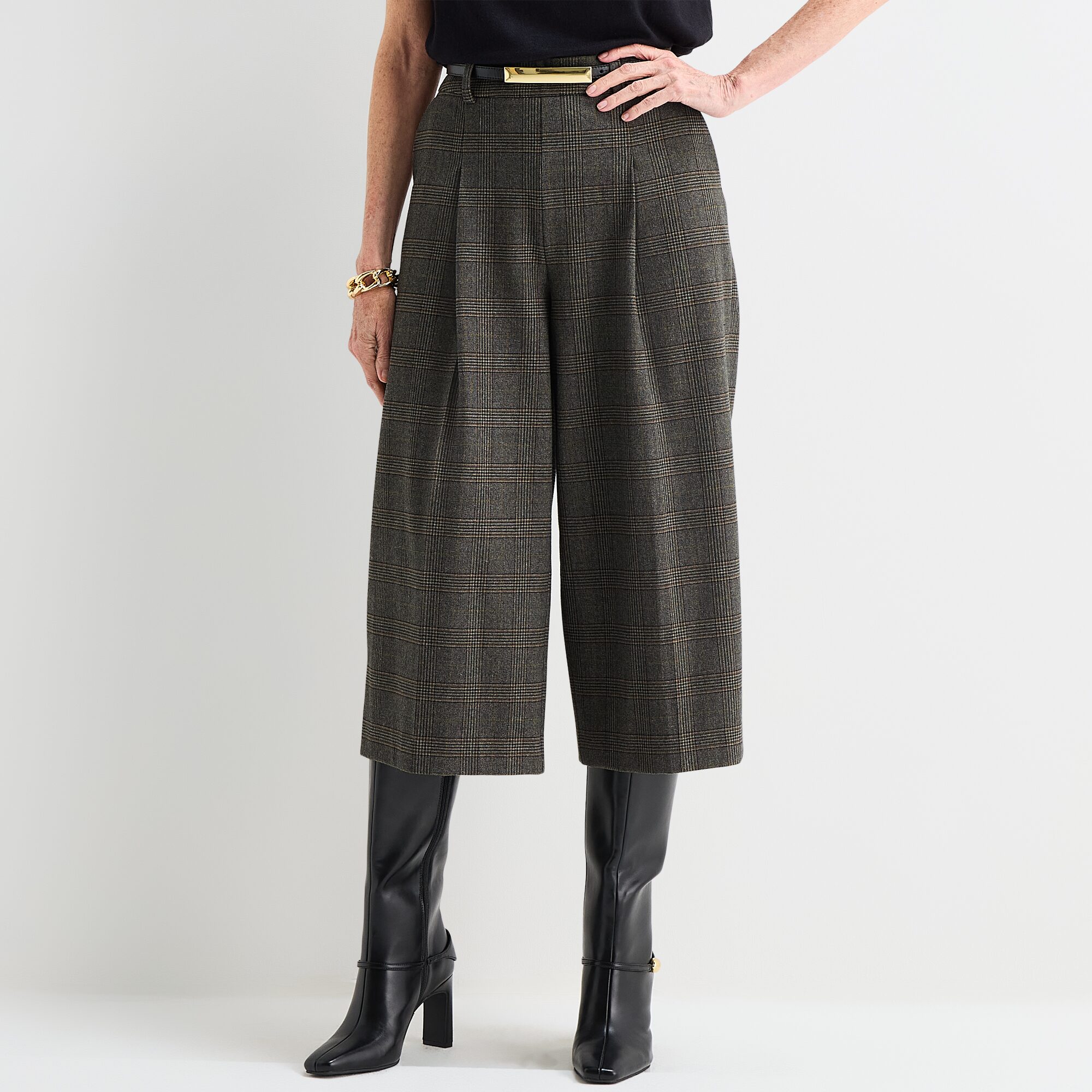 Liz Claiborne Plaid Womens Wide Leg Mid Rise Gaucho Pant