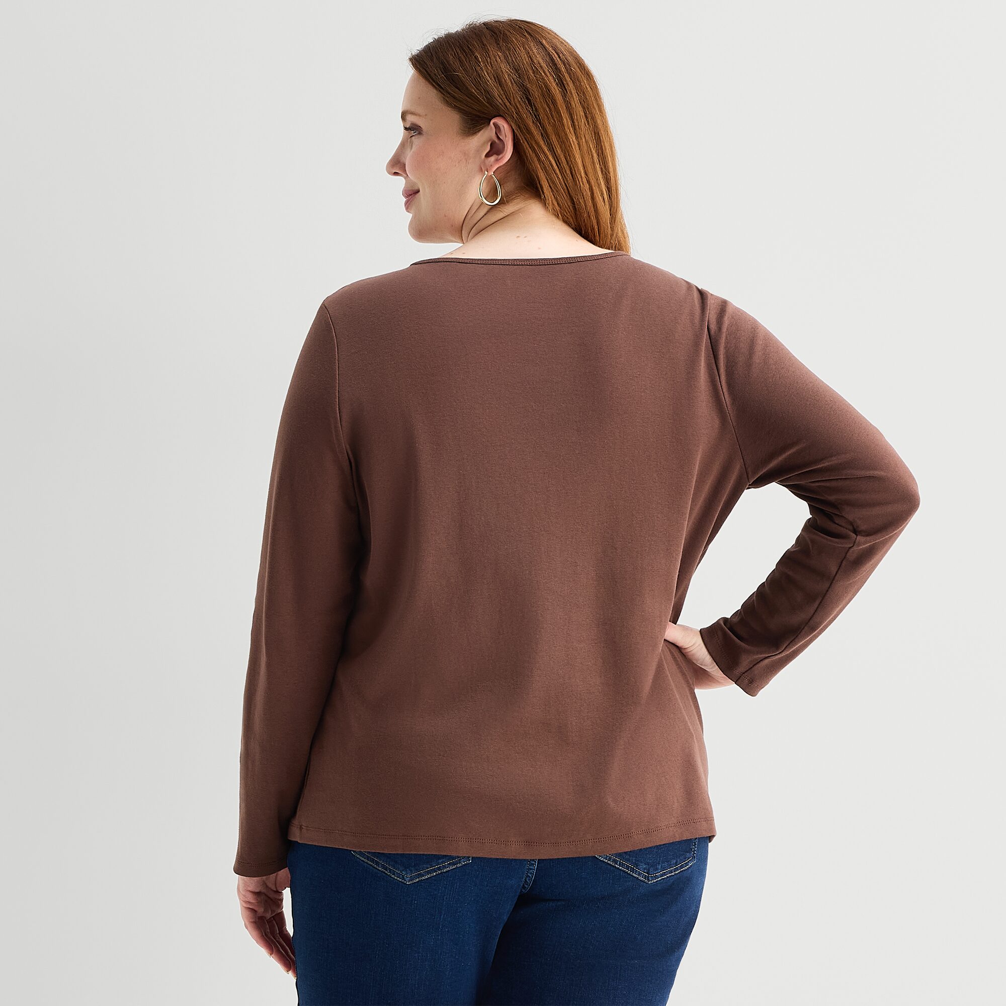 Liz Claiborne Womens Plus Crew Neck Long Sleeve T-Shirt