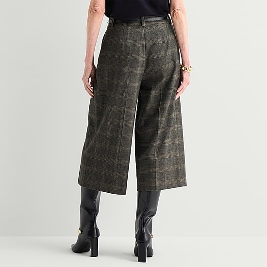 Liz Claiborne Plaid Womens Wide Leg Mid Rise Gaucho Pant