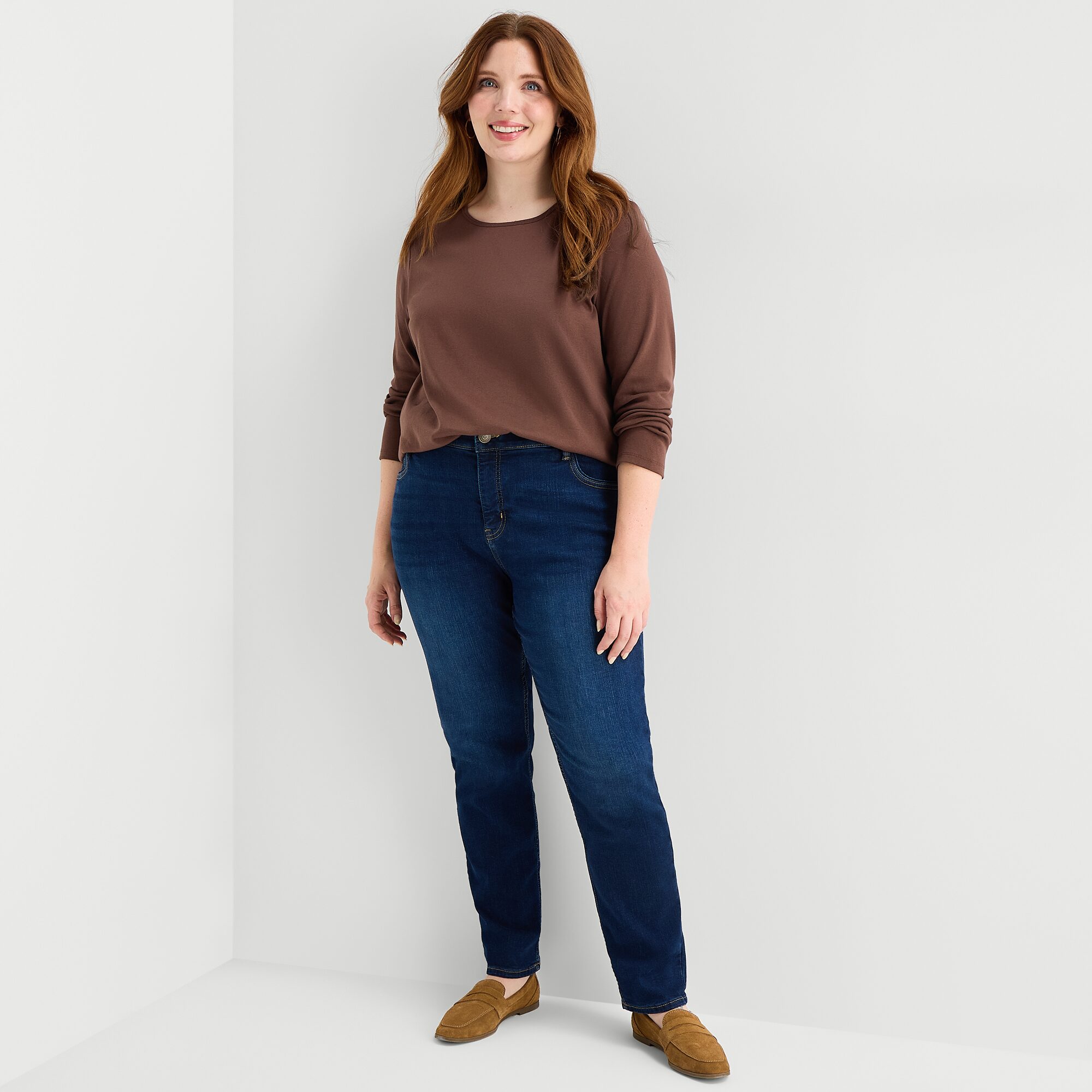Liz Claiborne Womens Plus Crew Neck Long Sleeve T-Shirt