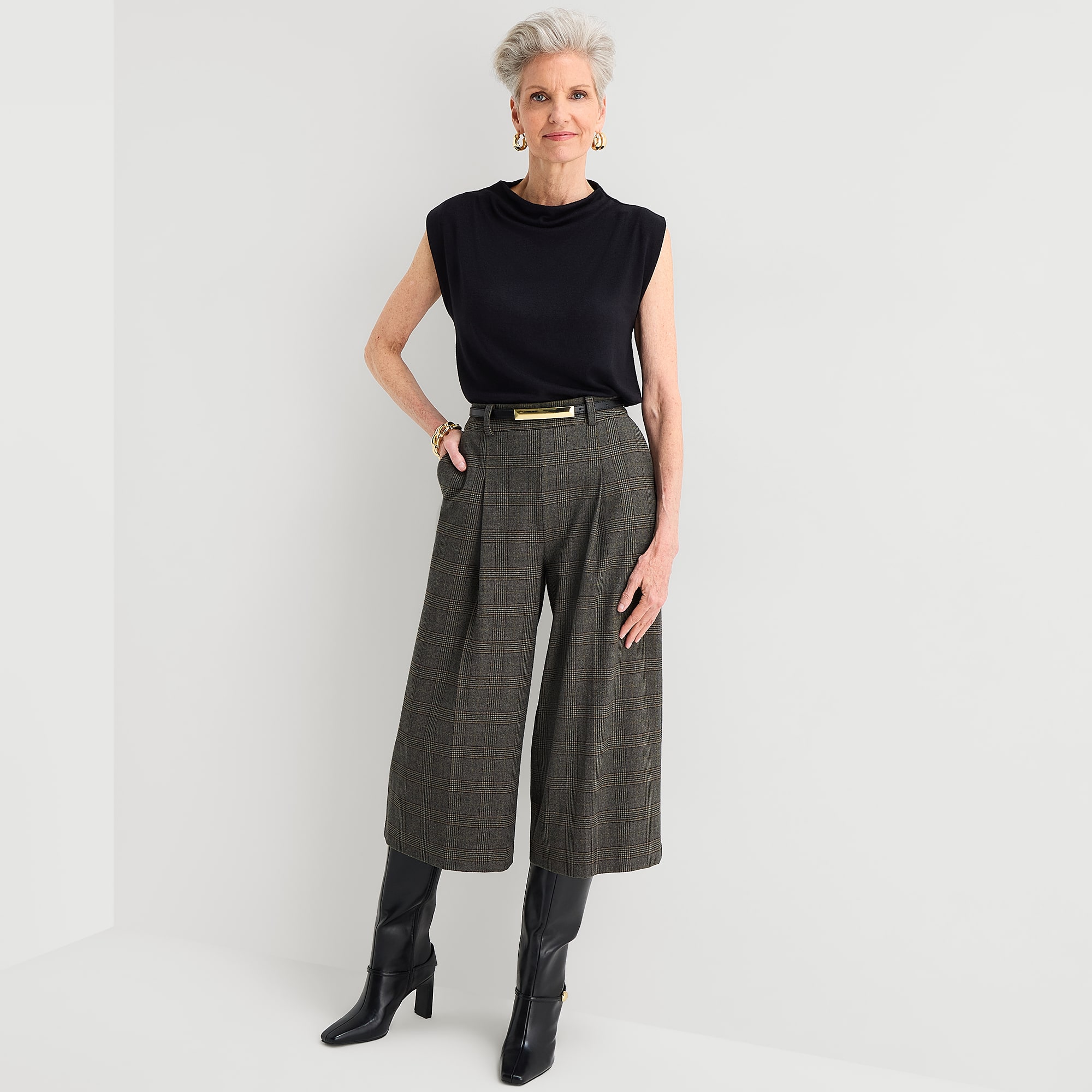 Liz Claiborne Plaid Womens Wide Leg Mid Rise Gaucho Pant