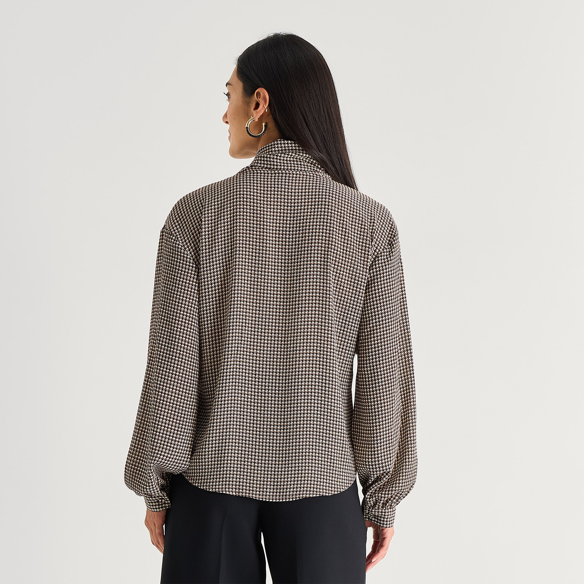 Worthington Womens Split Tie Neck Long Sleeve Blouse