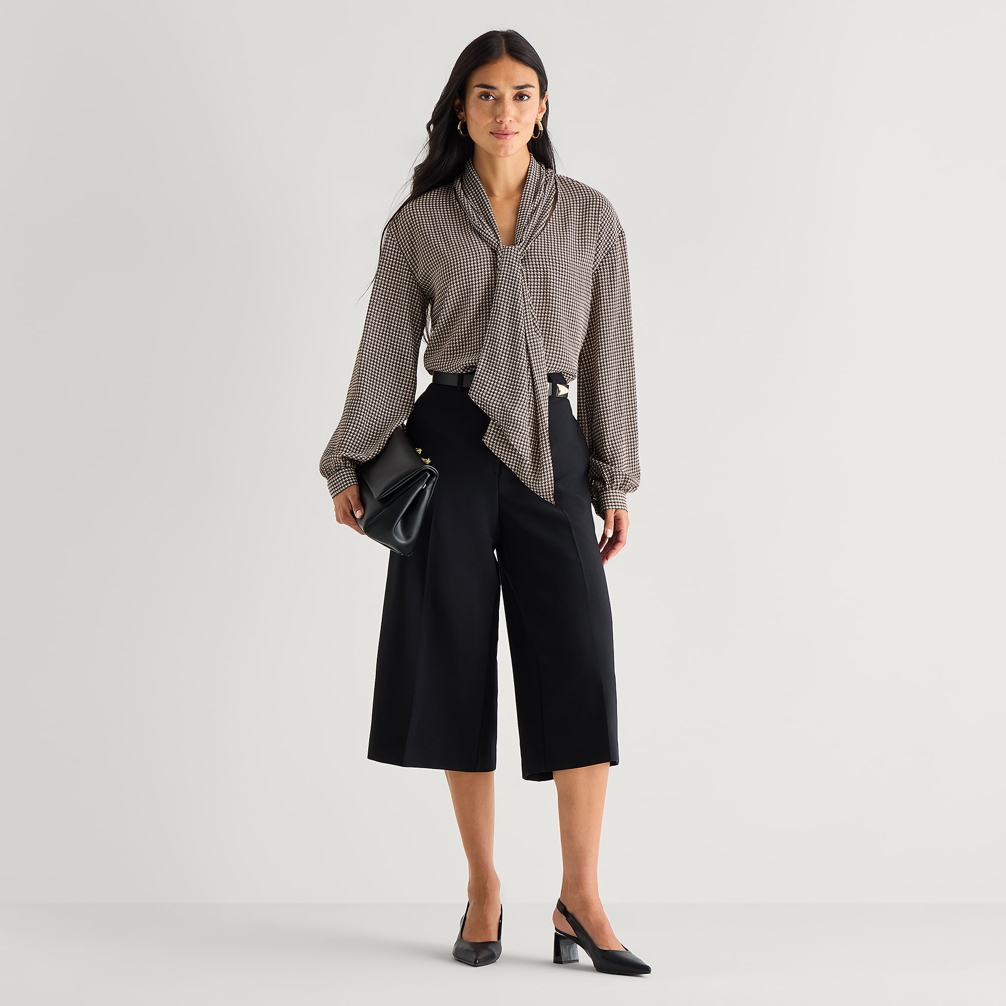 Worthington Womens Split Tie Neck Long Sleeve Blouse