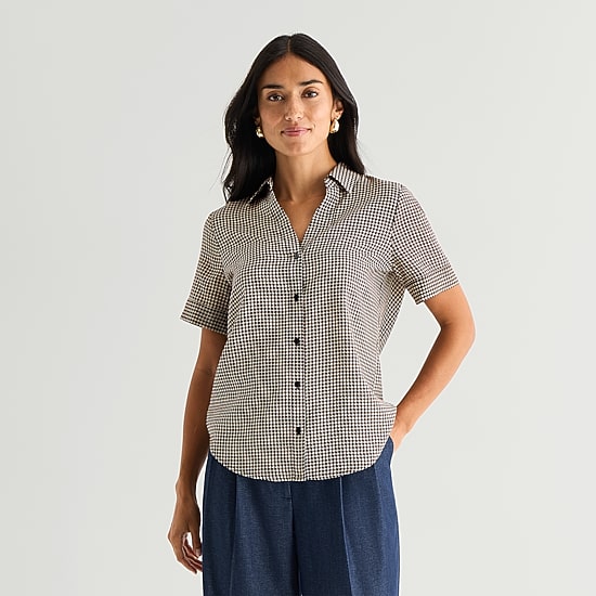 Worthington Womens Short Sleeve Slim Fit Blouse