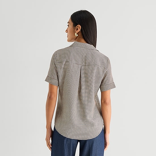 Worthington Womens Short Sleeve Slim Fit Blouse