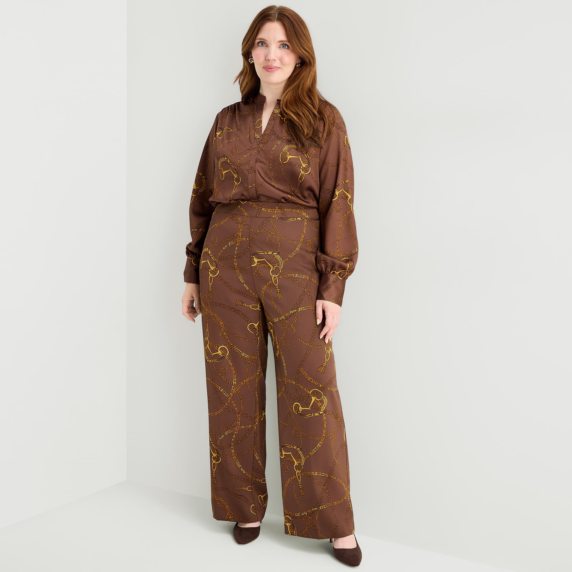 Liz Claiborne Novelty Womens Plus Wide Leg Mid Rise Pull-On Pant