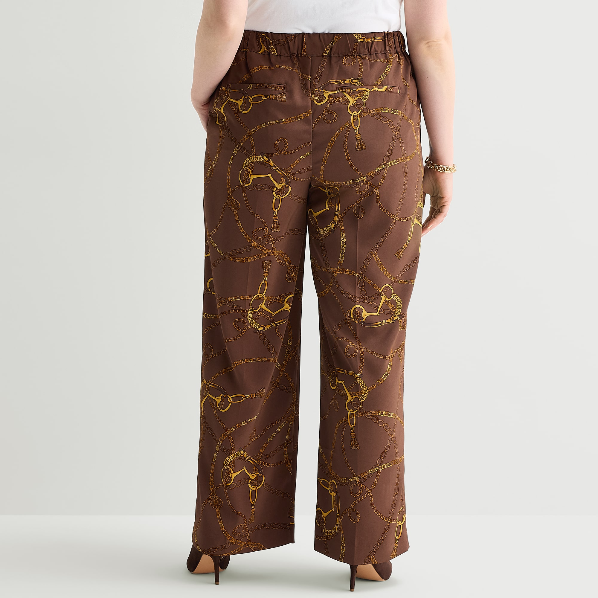 Liz Claiborne Novelty Womens Plus Wide Leg Mid Rise Pull-On Pant
