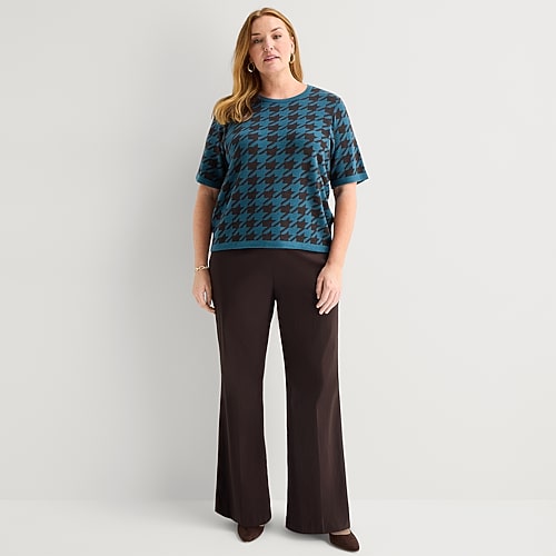 Liz Claiborne Lisa Womens Flare Pull-on Pant In Brown