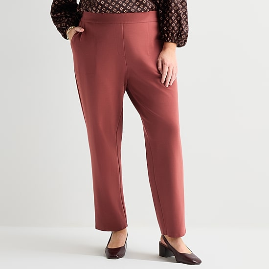 Liz Claiborne Maya Womens Plus Straight Mid Rise Pull-On Pant
