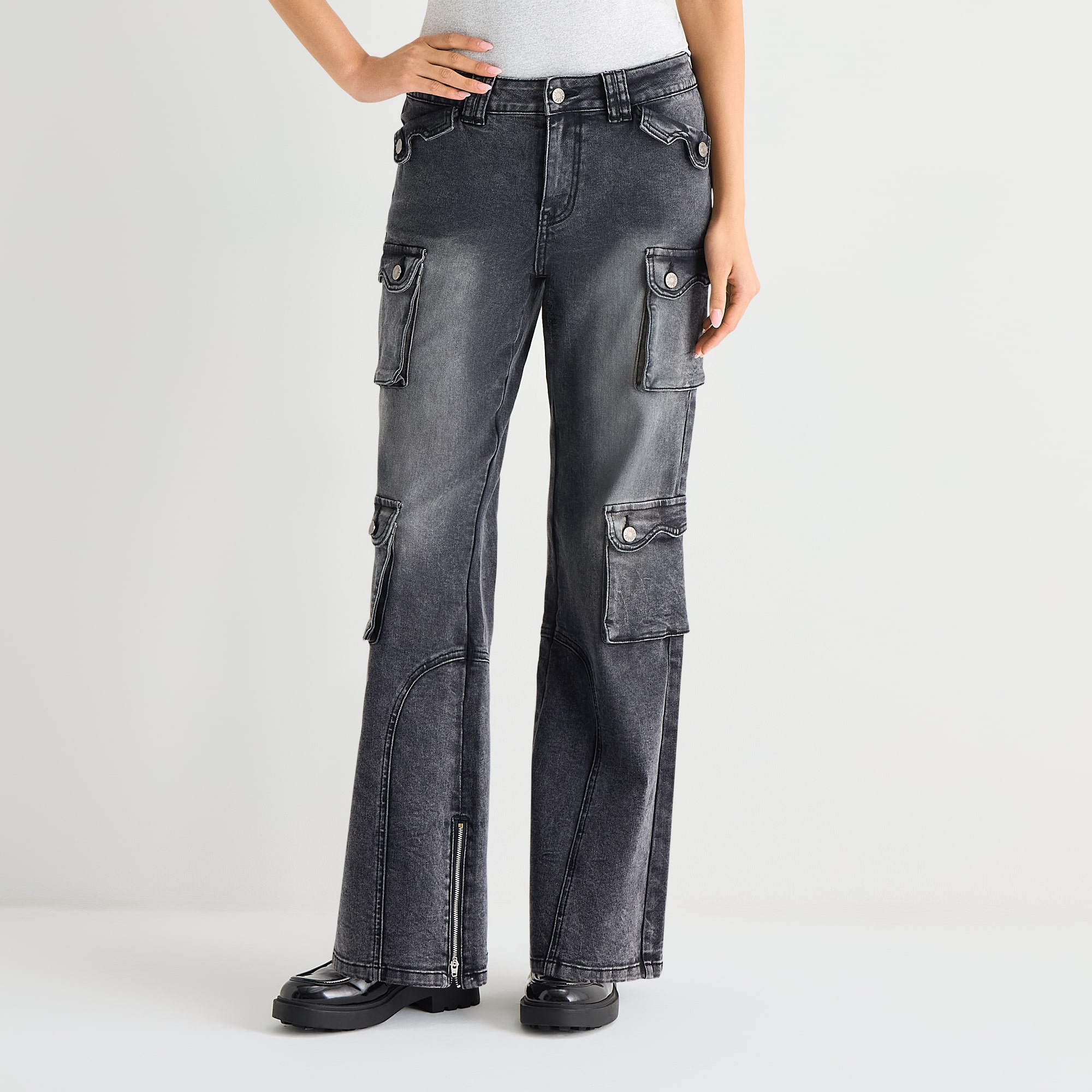 Forever 21 Womens Juniors Straight Mid Rise Cargo Pant