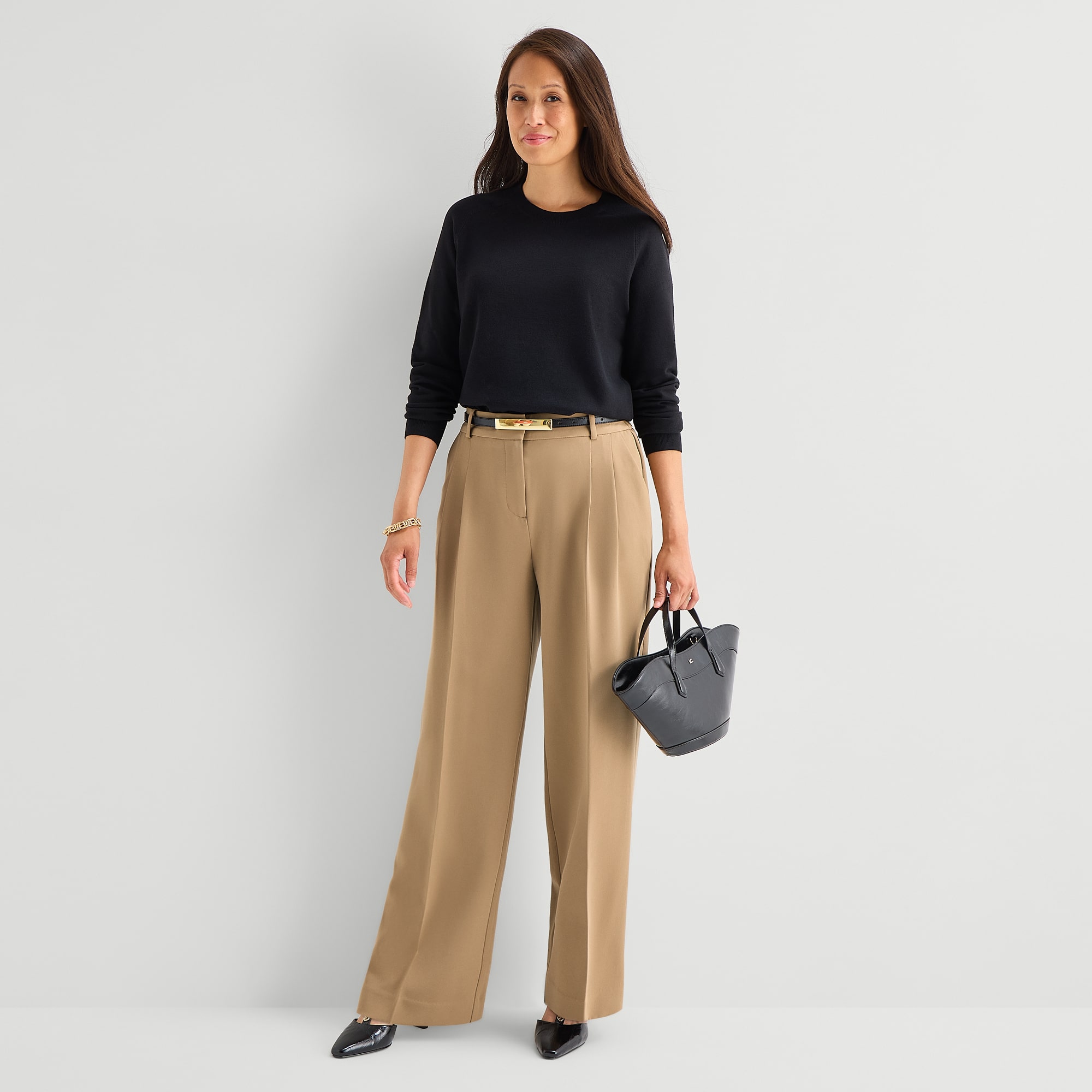 Liz Claiborne Charlotte Womens Wide Leg Mid Rise Trouser