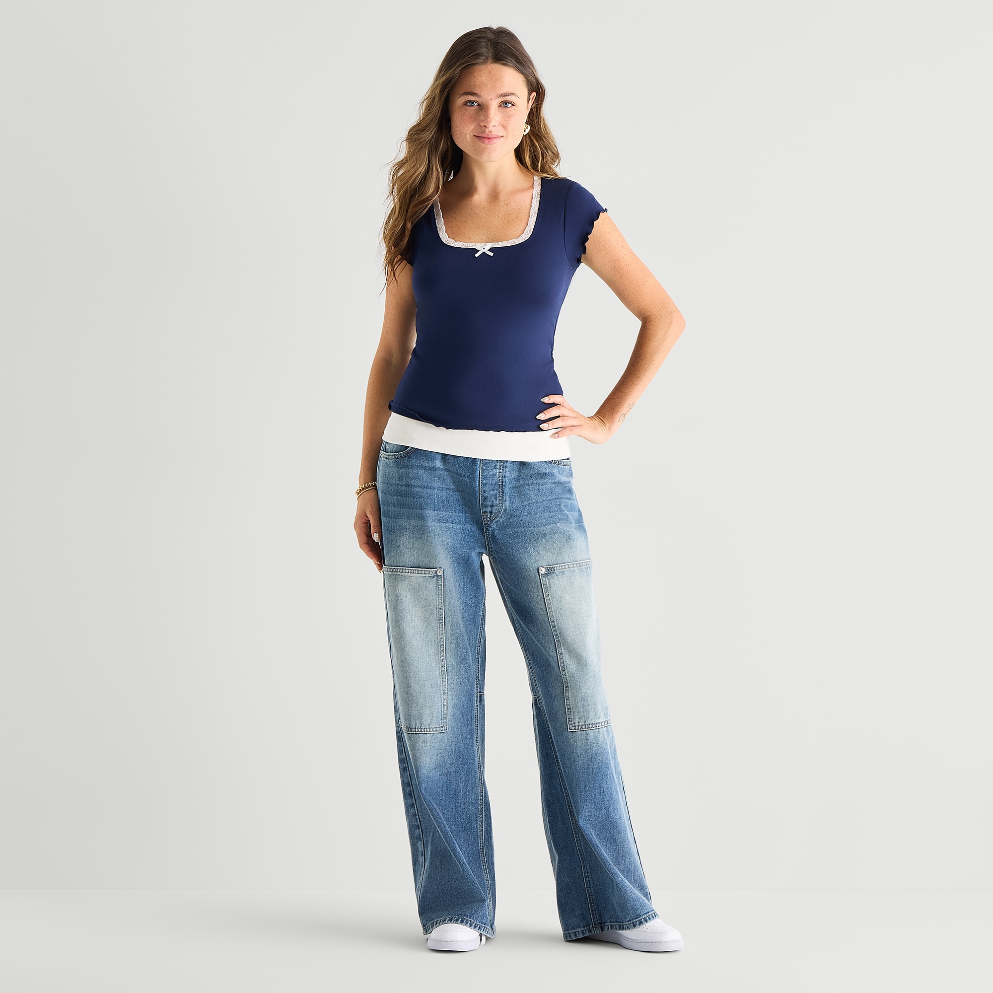 Forever 21 Womens Juniors Mid Rise Loose Fit Jean