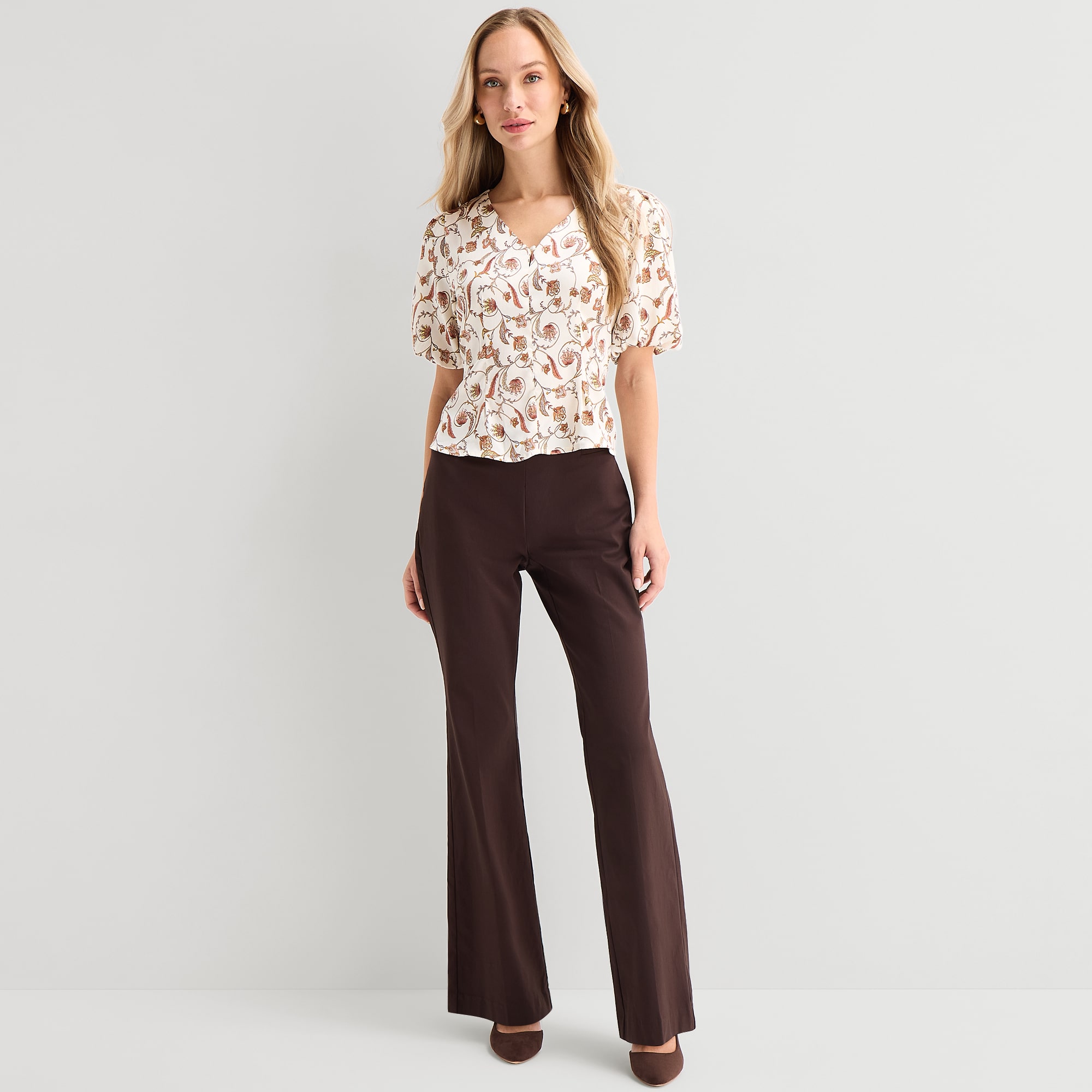 Liz Claiborne Womens V Neck Short Sleeve Blouse