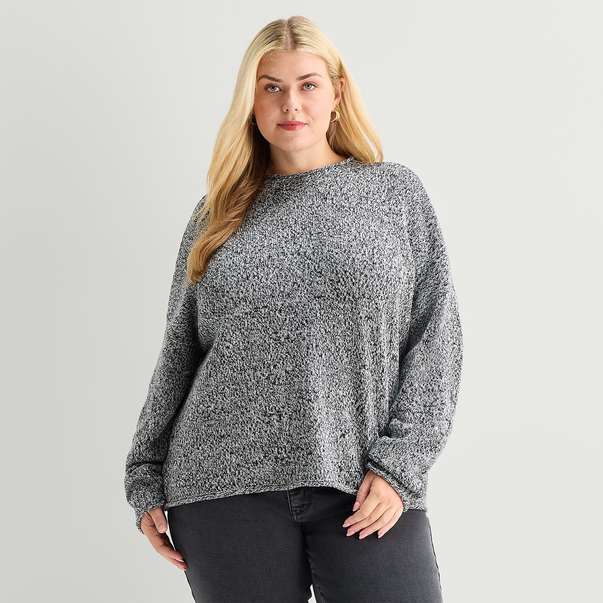 St. John's Bay Plus Womens Rollneck Long Sleeve Pullover Sweater