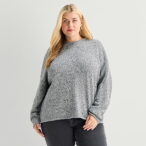 St. John's Bay Plus Womens Rollneck Long Sleeve Pullover Sweater In Nude