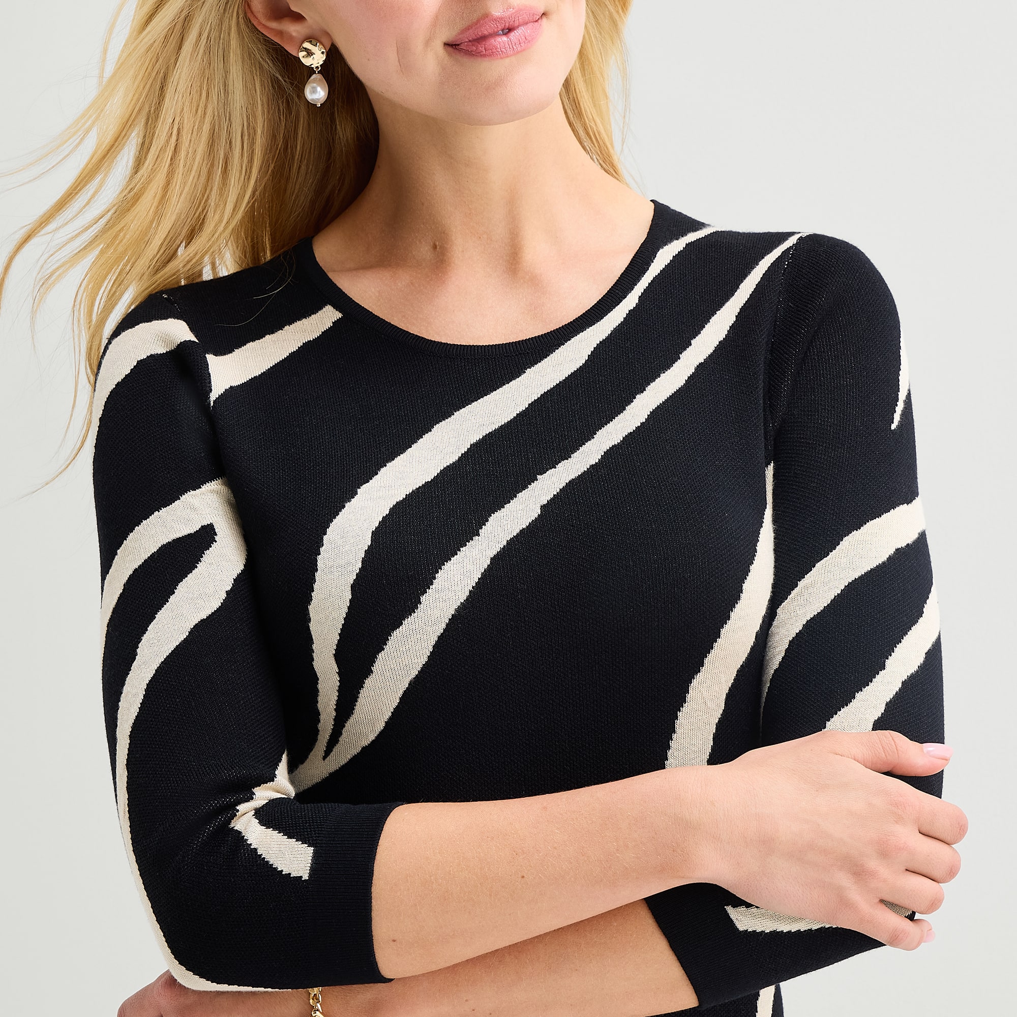 Danny & Nicole Womens 3/4 Sleeve Animal Sweater Dress
