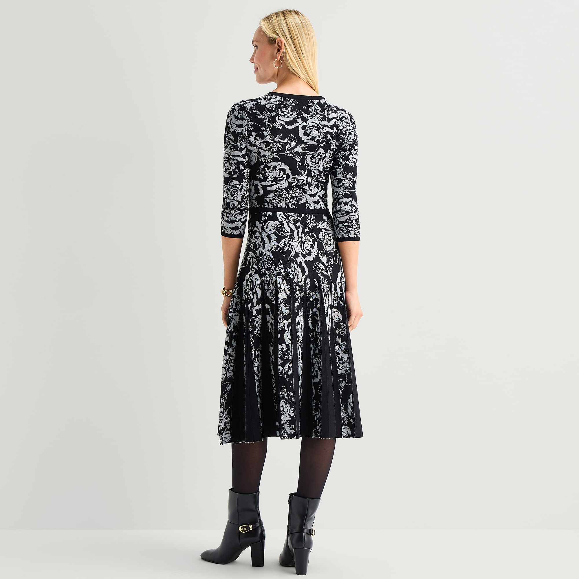 Danny & Nicole Womens 3/4 Sleeve Floral Sweater Dress