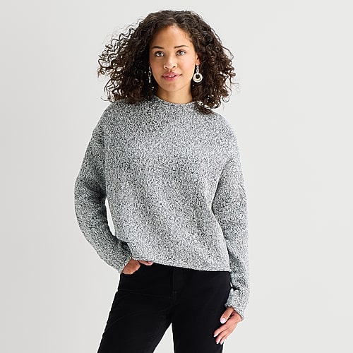 St. John's Bay Tall Womens Rollneck Long Sleeve Pullover Sweater In Gray