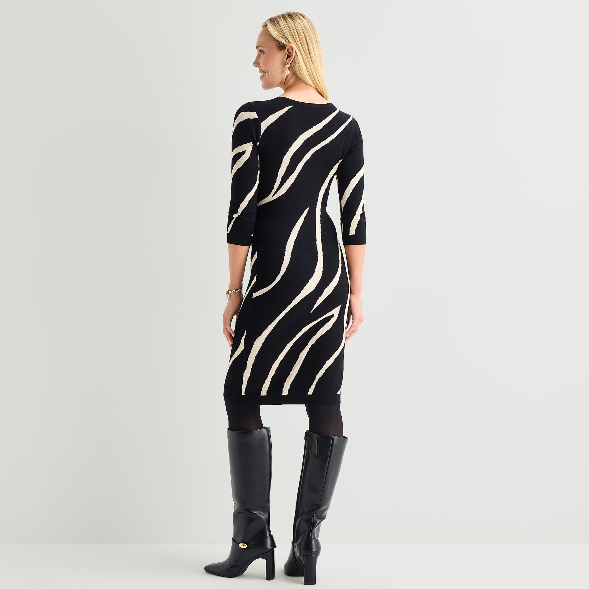 Danny & Nicole Womens 3/4 Sleeve Animal Sweater Dress