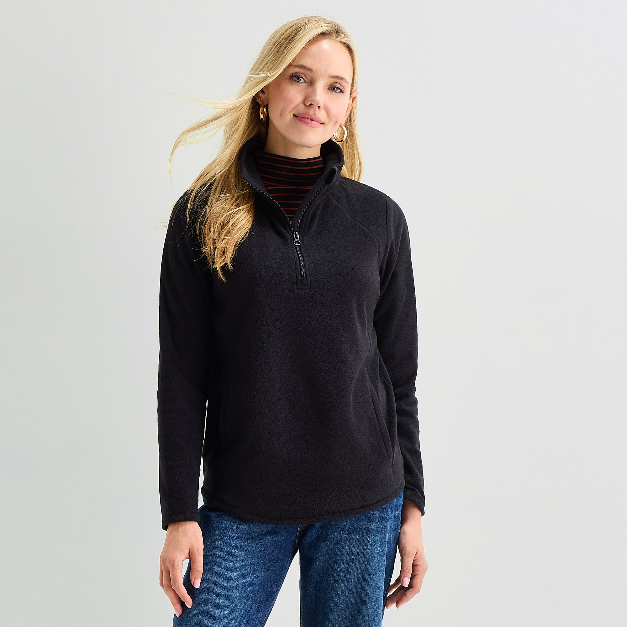 St. John's Bay Womens Mock Neck Long Sleeve Quarter-Zip Pullover