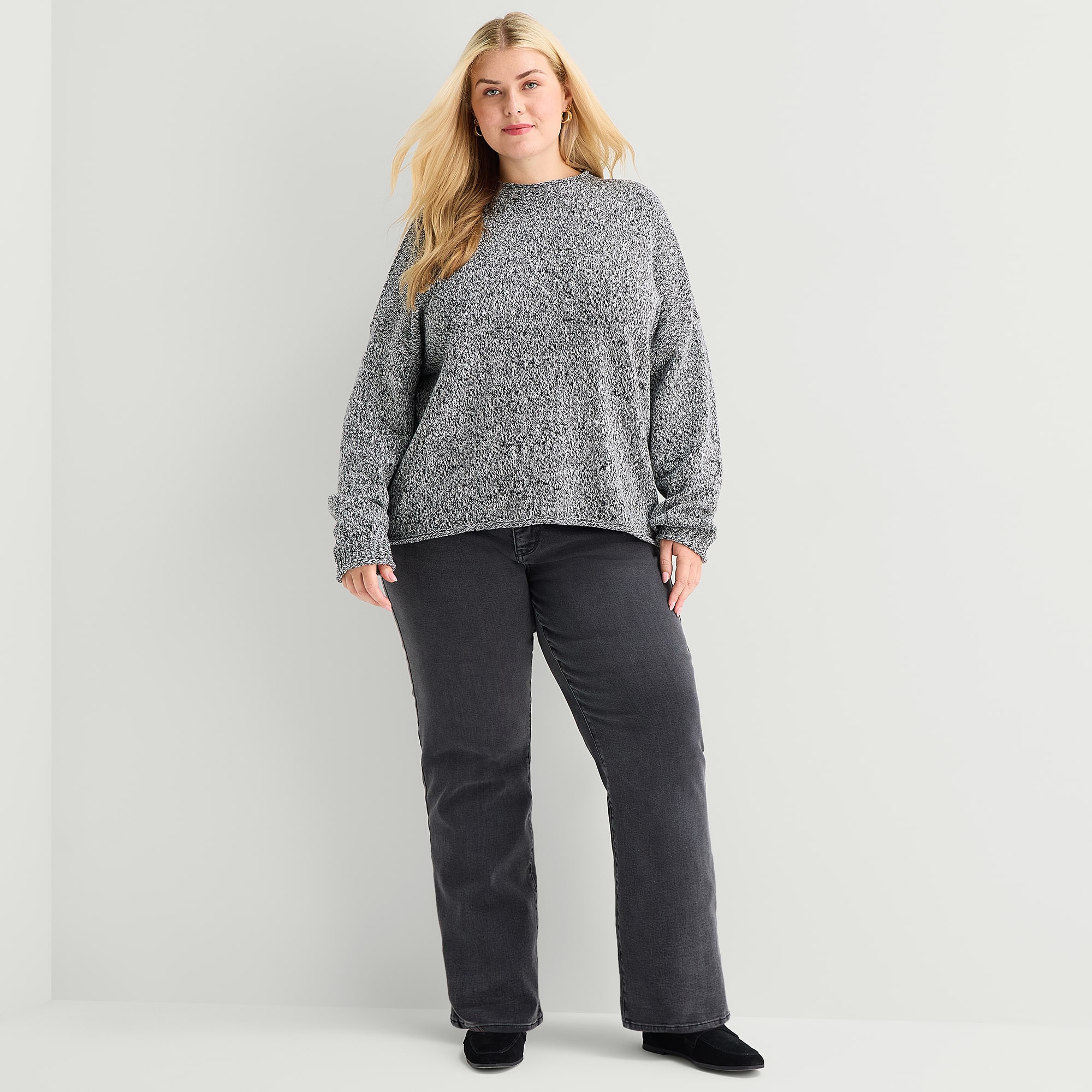 St. John's Bay Plus Womens Rollneck Long Sleeve Pullover Sweater