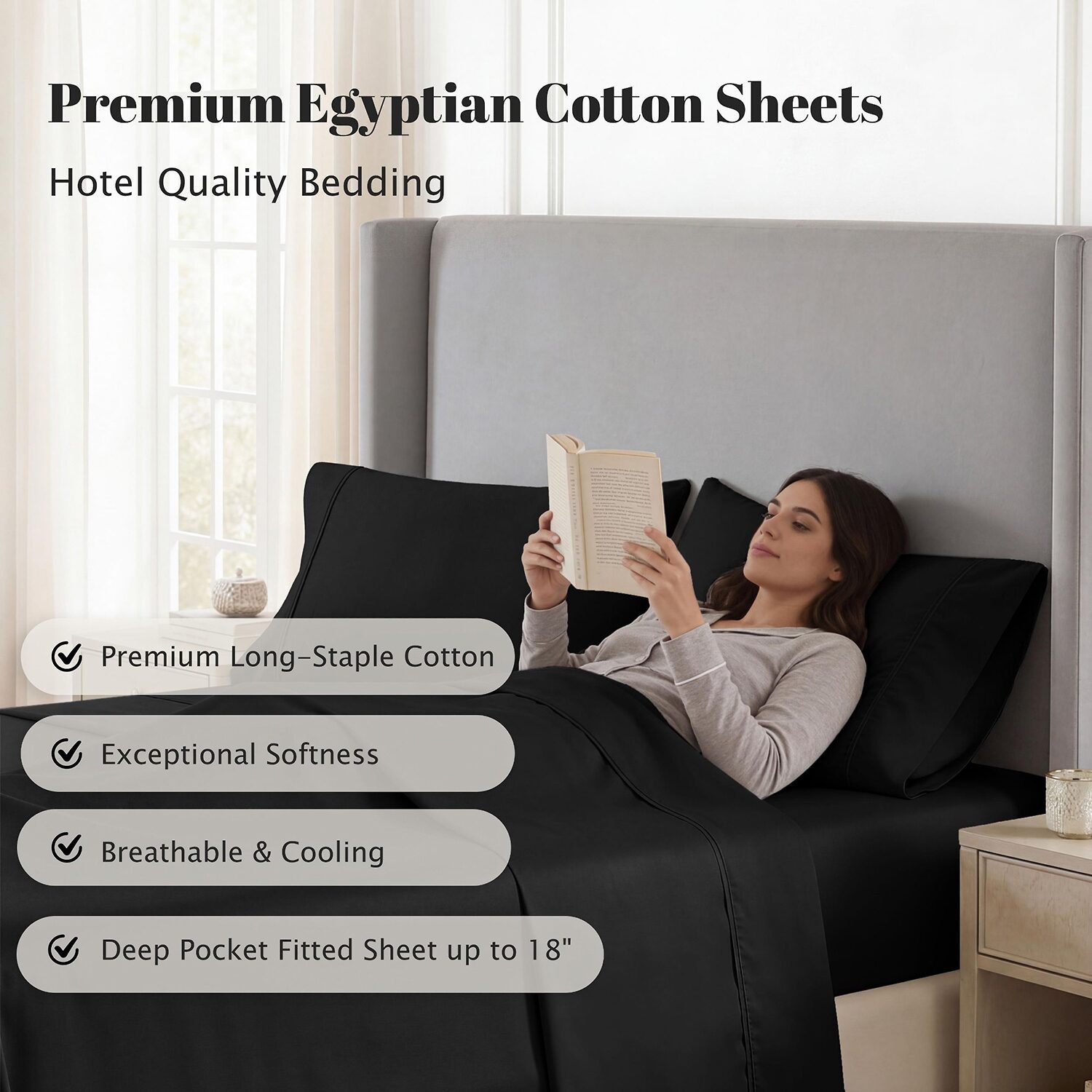 SUPERIOR® Egyptian Cotton Premium Soft 530tc Deep Pocket Sheet Set