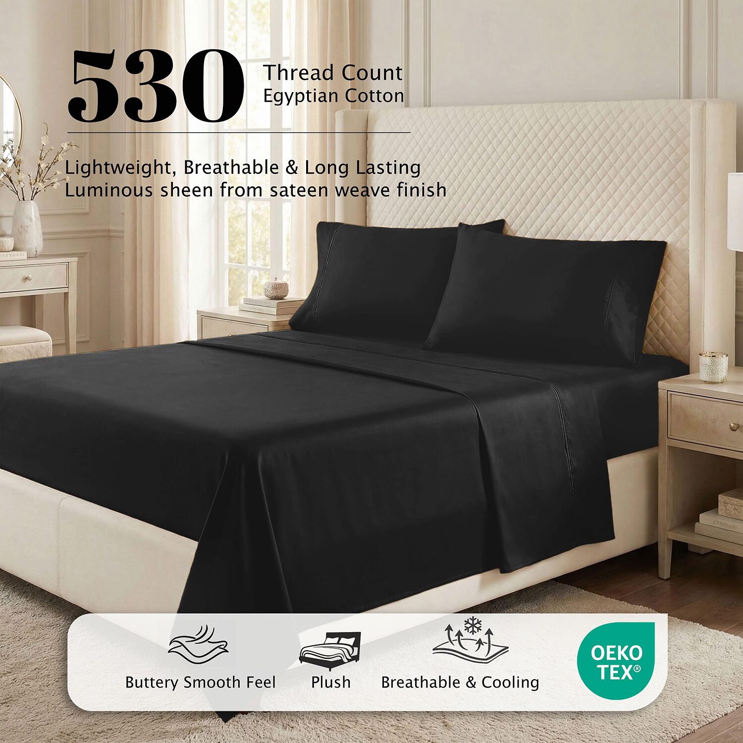 SUPERIOR® Egyptian Cotton Premium Soft 530tc Deep Pocket Sheet Set