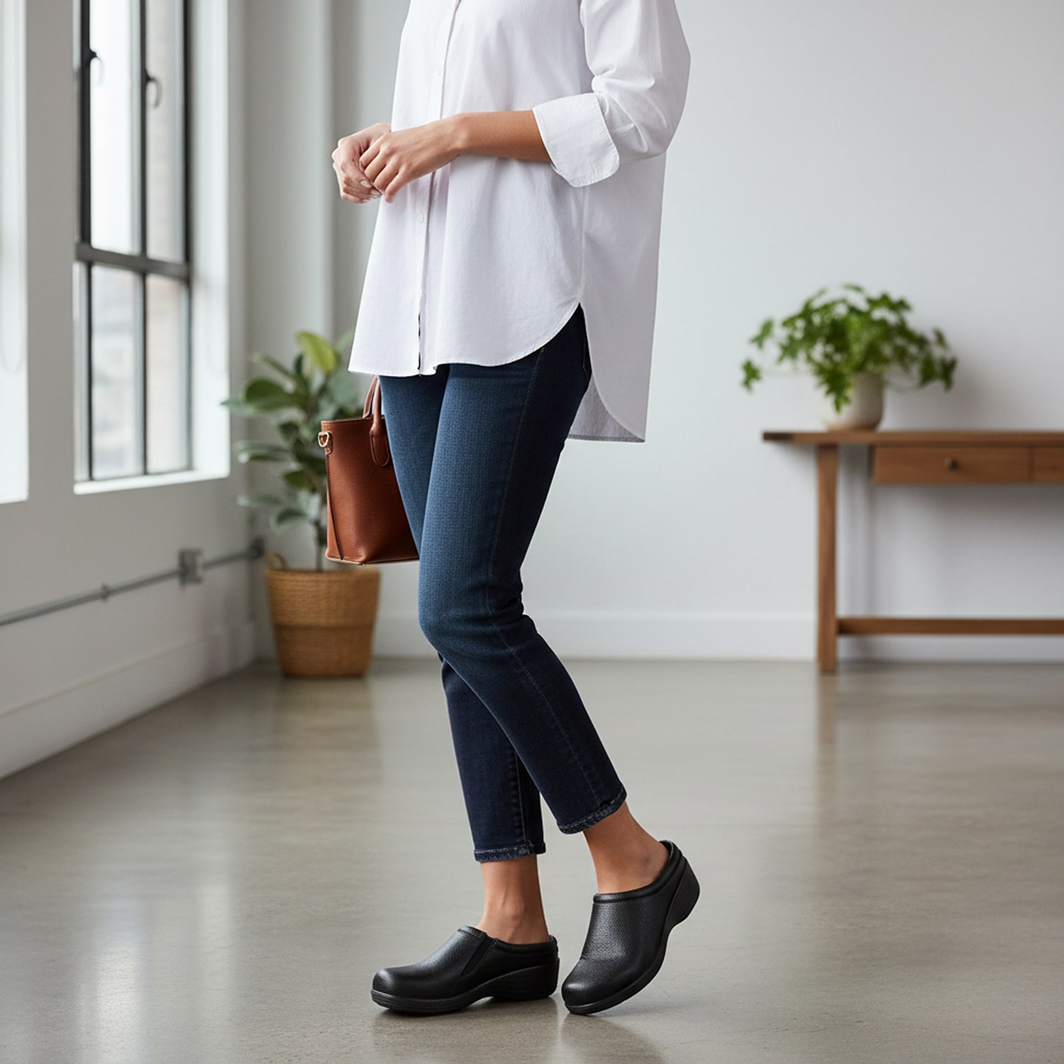 Easy Works By Street Beck Womens Round Closed Toe Clogs