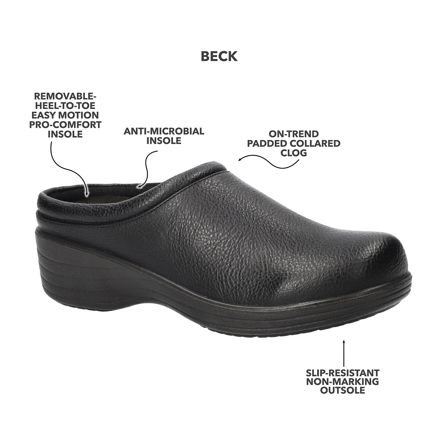 Easy Works By Street Beck Womens Round Closed Toe Clogs