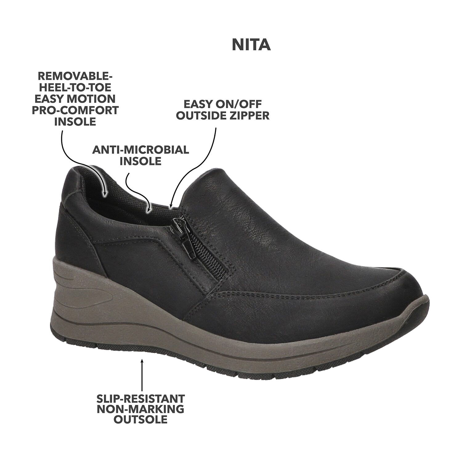 Easy Works By Street Nita Womens Round Closed Toe Slip-On Shoe