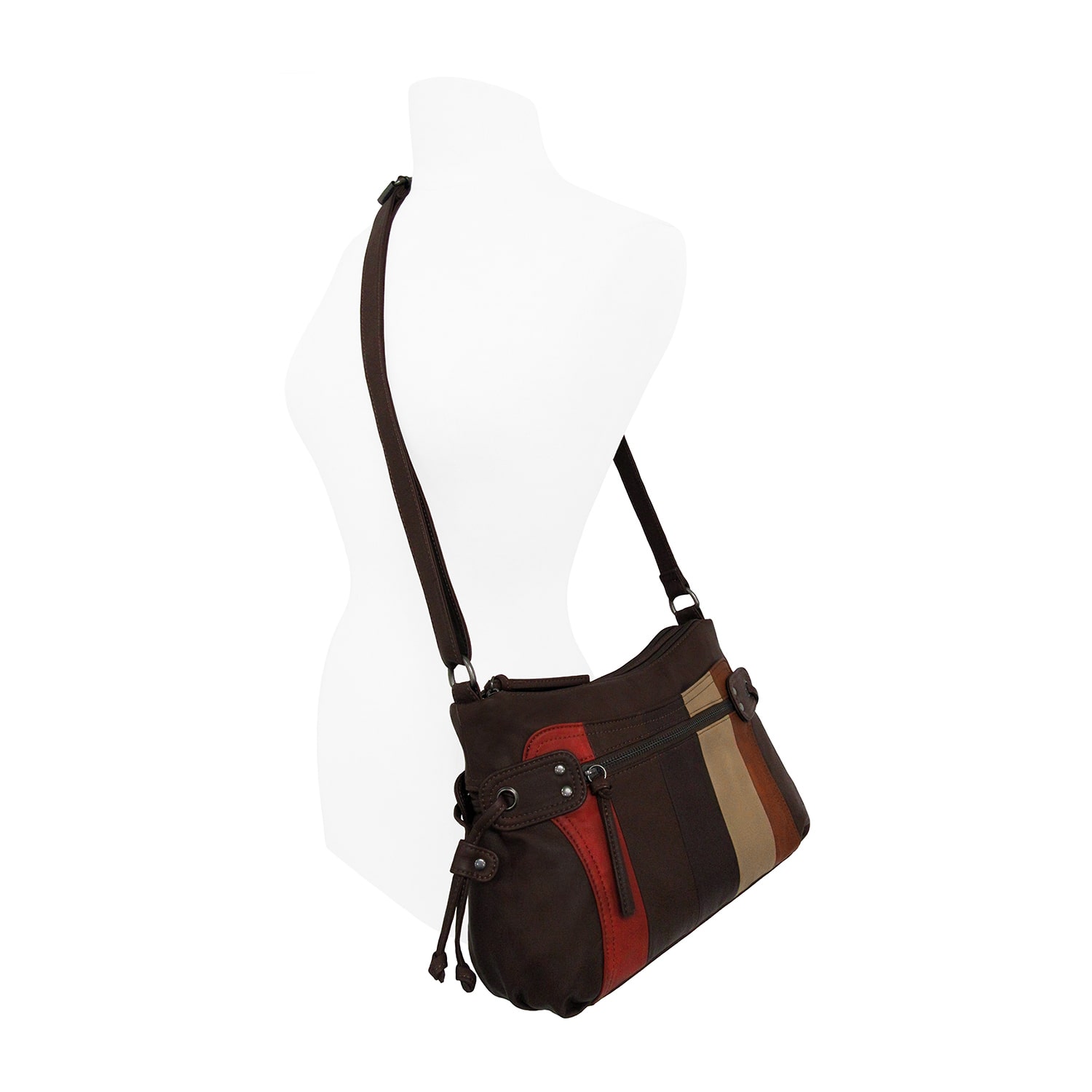 Bueno of California Stripe Smooth Washed Tie Side Medium Crossbody Bag