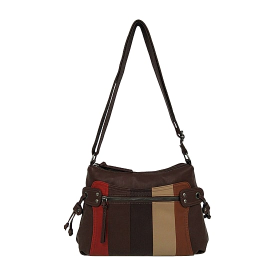 Bueno of California Stripe Smooth Washed Tie Side Medium Crossbody Bag