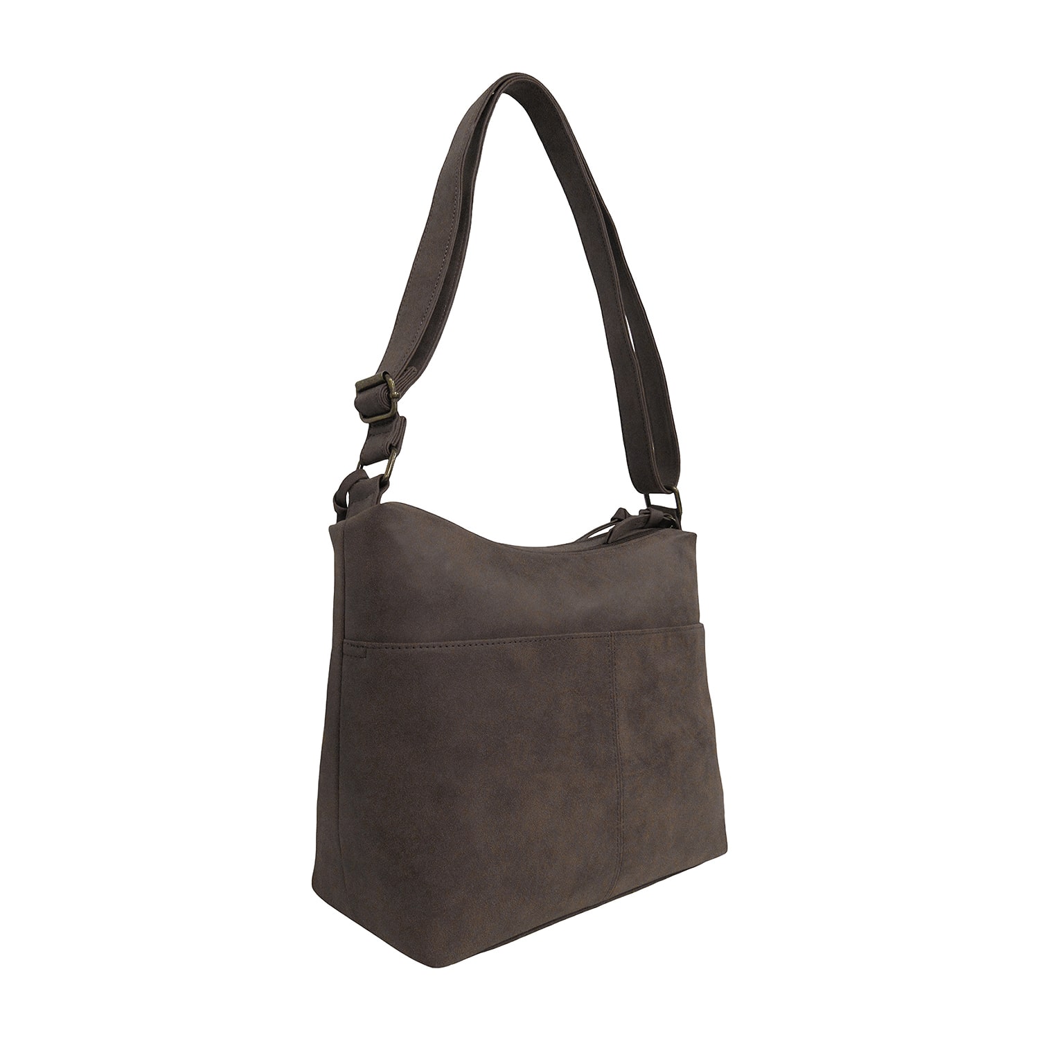 Bueno of California Faux Sueded Distressed Perf Med Crossbody Bag