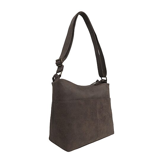 Bueno of California Chocolate Faux Sueded Distressed Med Crossbody Bag