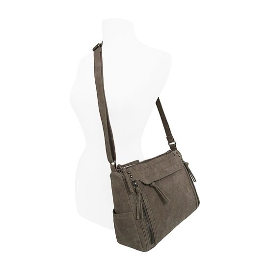 Bueno of California Khaki Tie Dye Twill Washed Large Crossbody Bag