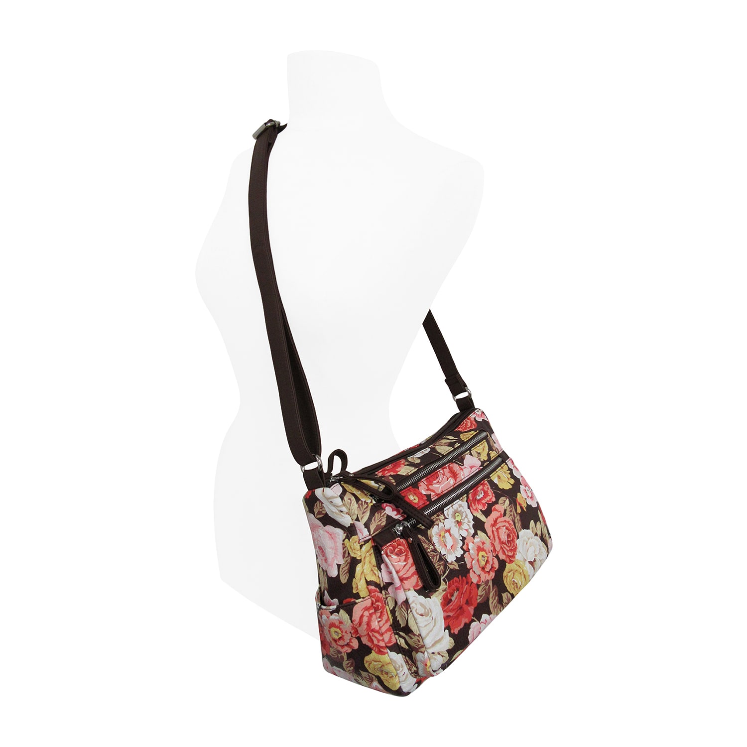 Bueno of California Print Washed Double Medium  Zip Crossbody Bag