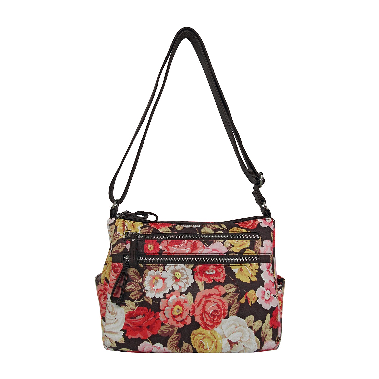 Bueno of California Print Washed Double Medium  Zip Crossbody Bag