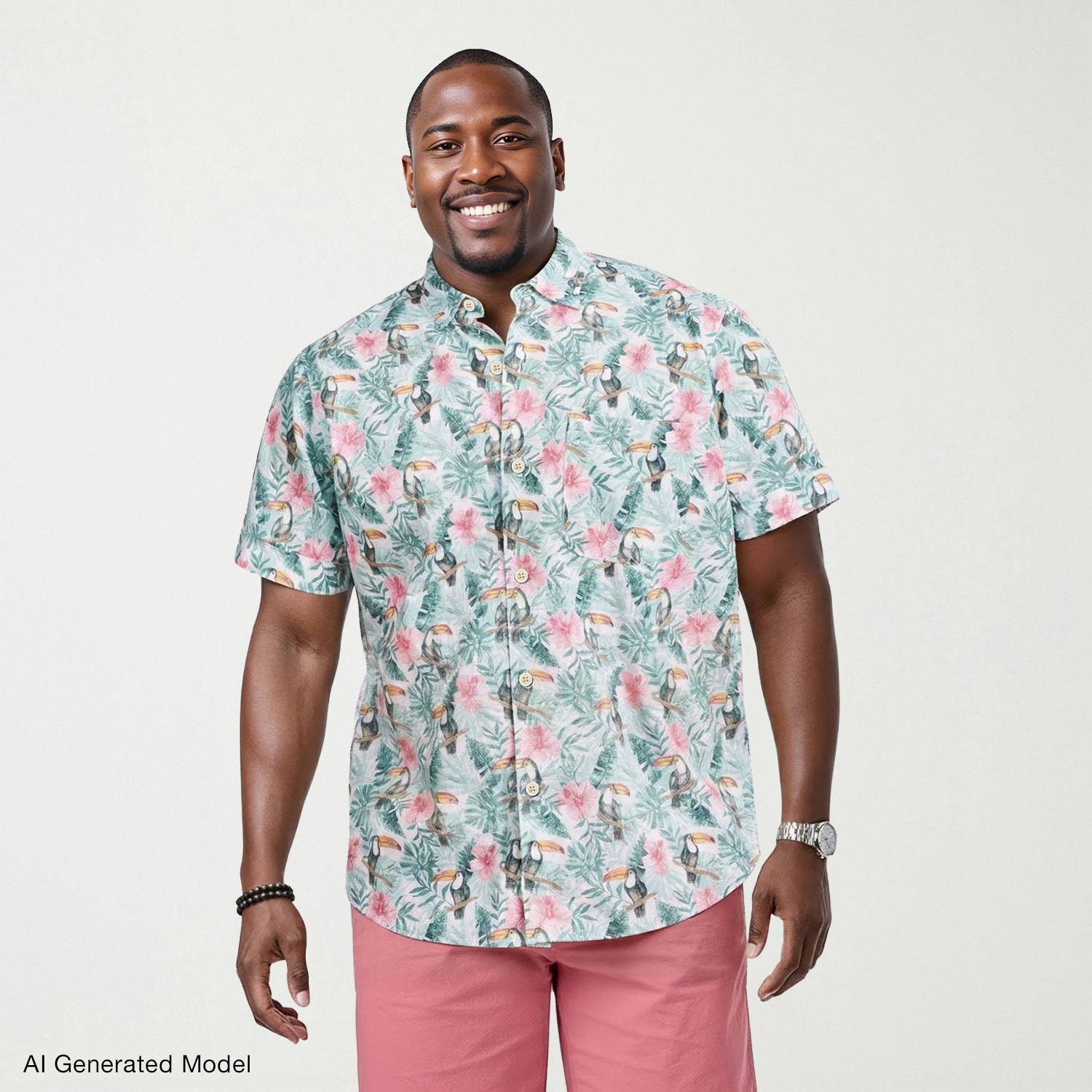 IZOD Dockside Chambray Mens Short Sleeve Classic Fit Big and Tall Button-Down Shirt