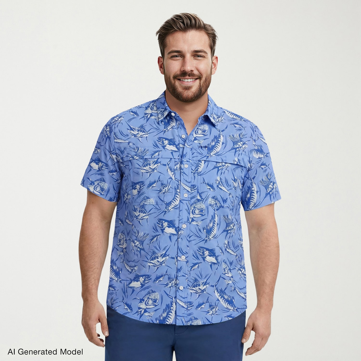 IZOD Sunshield Performance Mens Short Sleeve Classic Fit Stretch Fabric Big and Tall Button-Down Shirt