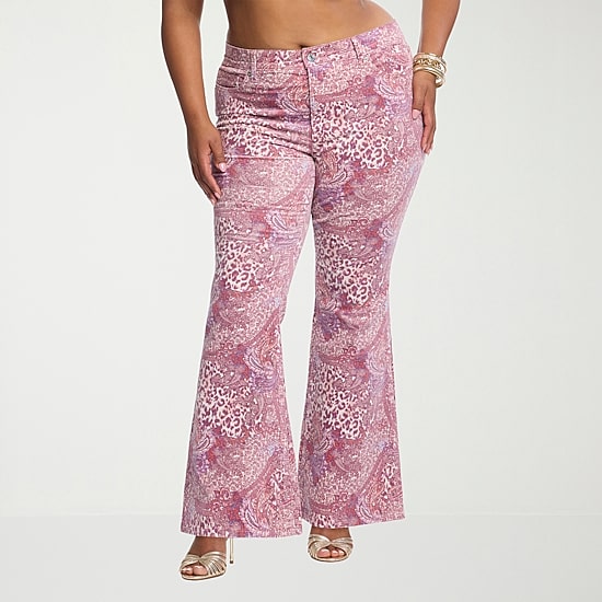 JS Jessica Simpson Womens Plus High Rise Flare Corduroy Pant