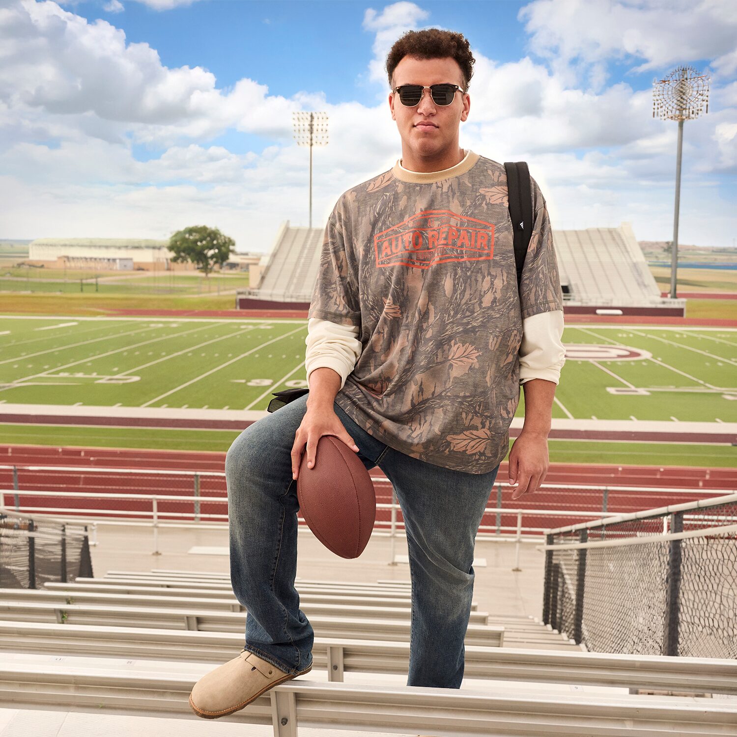 Arizona Mens Crew Neck Long Sleeve Big and Tall Twofer Graphic Shirt
